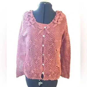 Modern Soul Pink Blush Cotton Set Top and Shrug Women Large